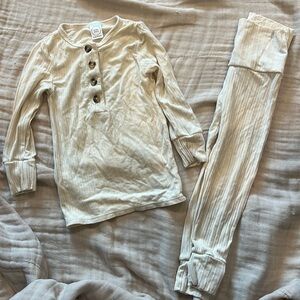 Lou Lou & company cream ribbed top bottom set 12-24mo